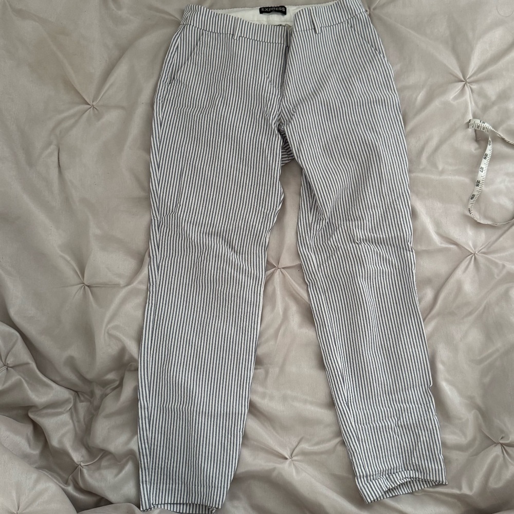 Express Woman Columnist Ankle Mid Rise Striped Pants, Size 2R, NWOT